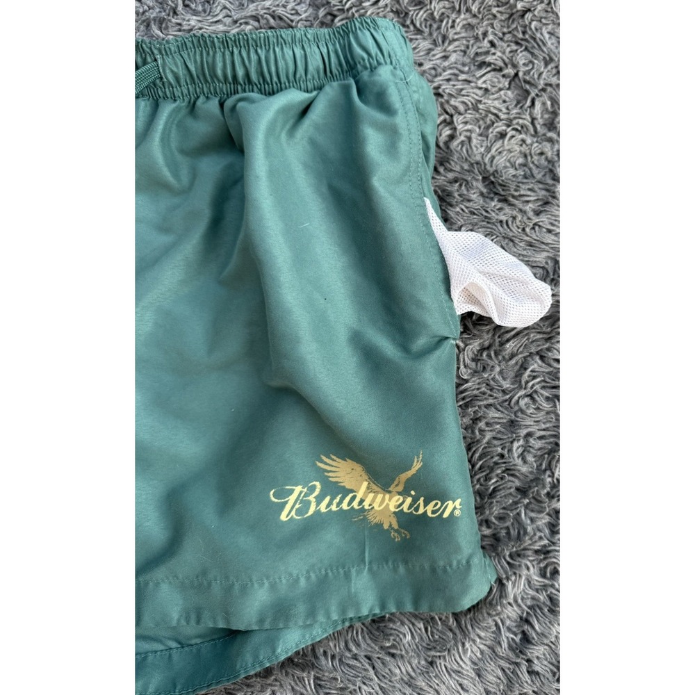 Men's Budweiser Swim Trunks, Forest Green, Small w/ 3 pockets, Mesh - Picture 3 of 7